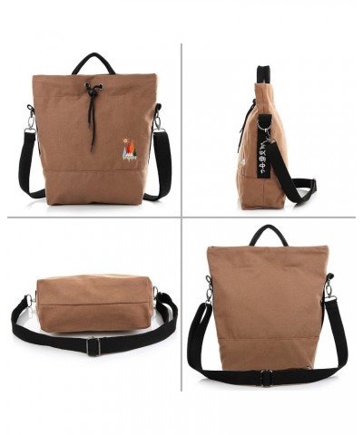 Women Canvas Tote Handbags Casual Shoulder Work Bag Crossbody Bag with Sunshine Embroidery Brown $16.23 Totes