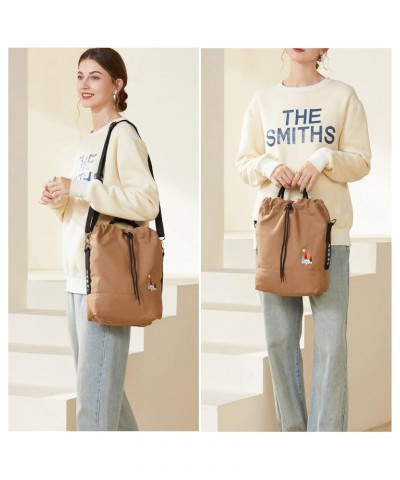 Women Canvas Tote Handbags Casual Shoulder Work Bag Crossbody Bag with Sunshine Embroidery Brown $16.23 Totes