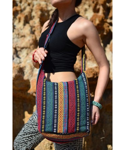 Hobo Sling Bags For Women Crossbody Bag Thai Top Handmade Shoulder Bag with Adjustable Strap Reggae $10.50 Shoulder Bags