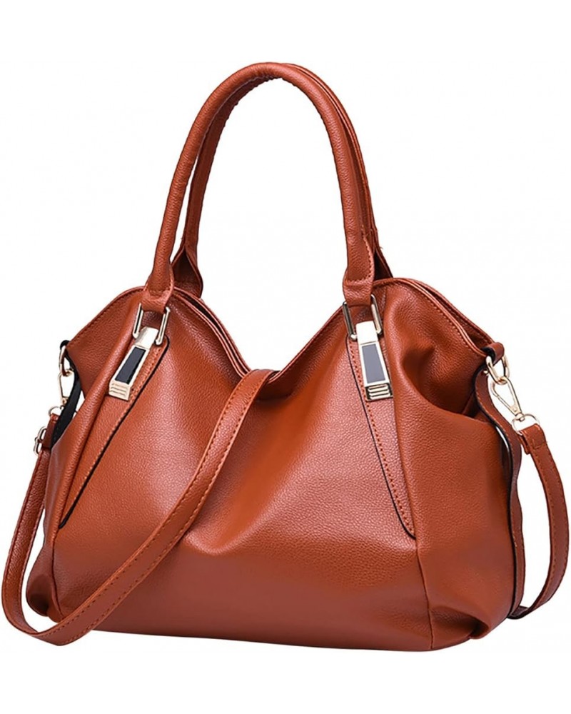 Roomy Fashion Womens Handbags Ladies Purse Satchel Shoulder Bags Tote Leather Bag 2023 Brown $10.91 Totes