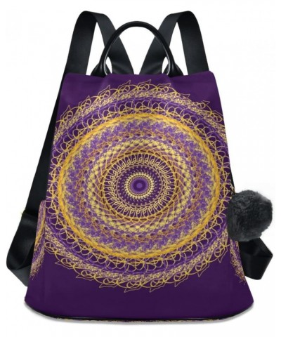 Yellow and Purple Mandala Design Women Backpack Purse Anti-theft Casual Shoulder Bag Fashion Ladies Bags $18.06 Backpacks