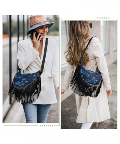 Purses for Women Trendy Tassel Detail Comfortable Crossbody Bags for Ladies Shoulder Bag for Women Medium Size Tropical Islan...