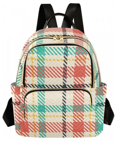 Colorful Plaid Women's Backpack Wallet Casual Small Backpack Fashion Women's Travel Bag School Backpack Color248 Small $14.70...