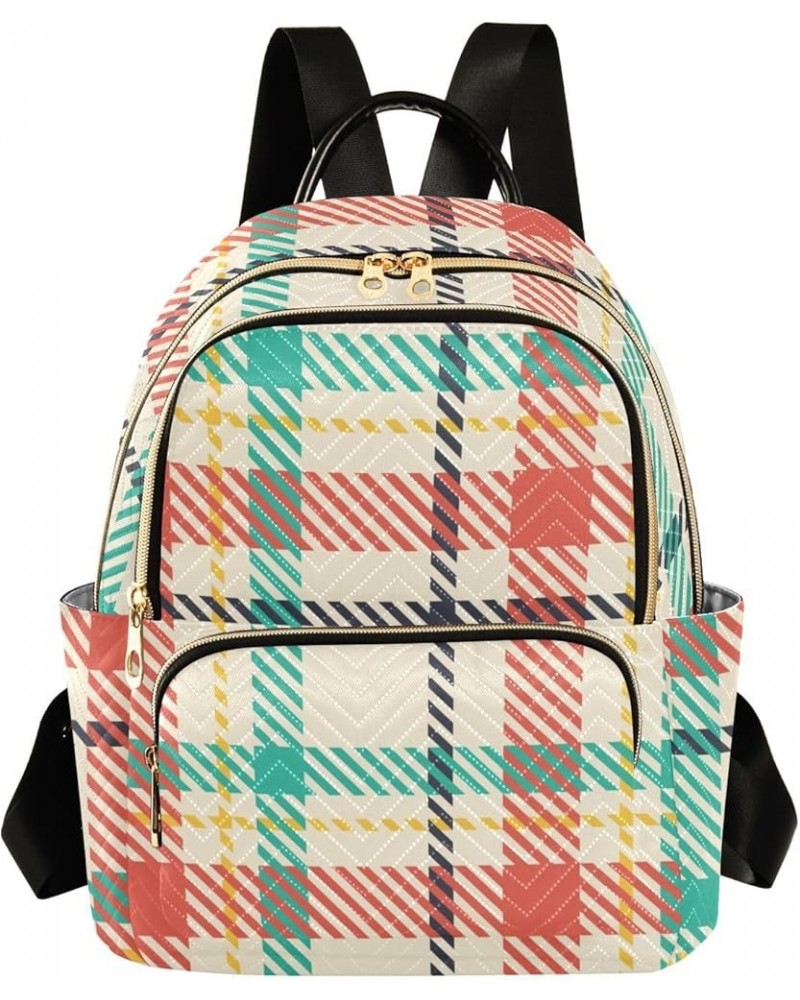 Colorful Plaid Women's Backpack Wallet Casual Small Backpack Fashion Women's Travel Bag School Backpack Color248 Small $14.70...