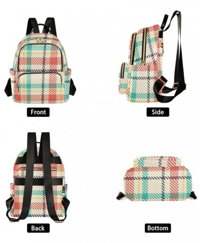 Colorful Plaid Women's Backpack Wallet Casual Small Backpack Fashion Women's Travel Bag School Backpack Color248 Small $14.70...