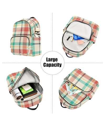 Colorful Plaid Women's Backpack Wallet Casual Small Backpack Fashion Women's Travel Bag School Backpack Color248 Small $14.70...