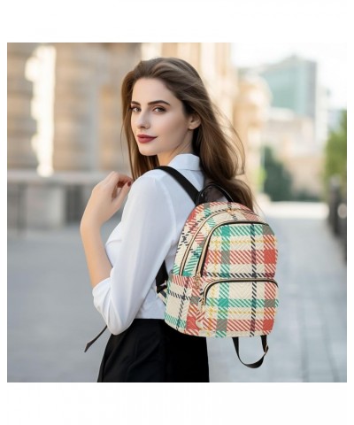 Colorful Plaid Women's Backpack Wallet Casual Small Backpack Fashion Women's Travel Bag School Backpack Color248 Small $14.70...