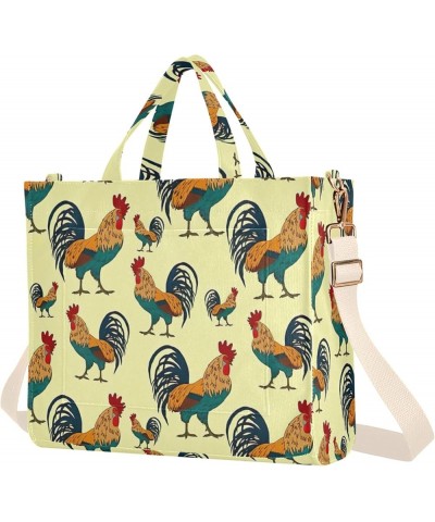 Rabbits Forest Bunny Shoulder Tote Women Beach Tote Handbag Teacher Tote Bag Medium Satchel Rooster Cock Colorful Animals $13...