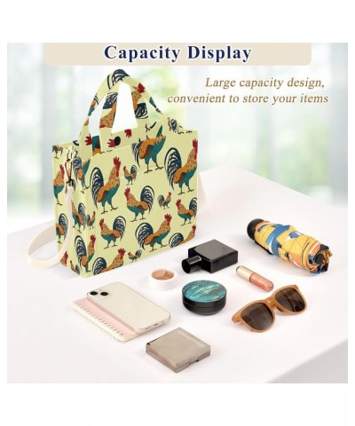 Rabbits Forest Bunny Shoulder Tote Women Beach Tote Handbag Teacher Tote Bag Medium Satchel Rooster Cock Colorful Animals $13...