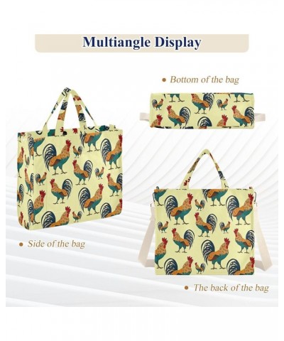 Rabbits Forest Bunny Shoulder Tote Women Beach Tote Handbag Teacher Tote Bag Medium Satchel Rooster Cock Colorful Animals $13...