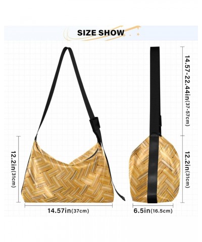 Crossbody Bag for Women Men Trendy Bamboo Basketry Texture Leather Casual Hobo Shoulder Bags Purses with Adjustable Strap Wov...