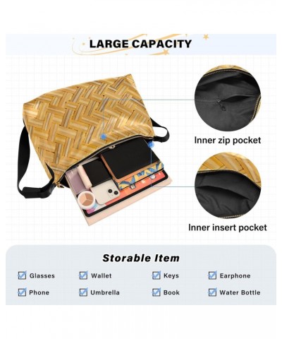 Crossbody Bag for Women Men Trendy Bamboo Basketry Texture Leather Casual Hobo Shoulder Bags Purses with Adjustable Strap Wov...