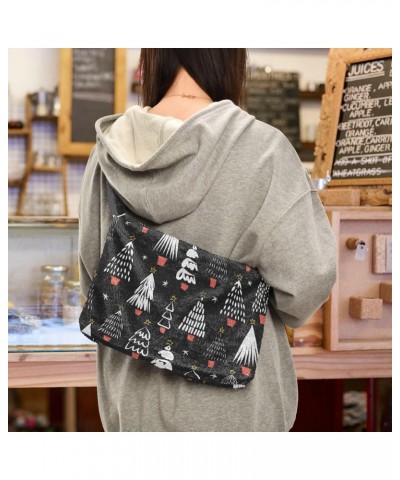 Christmas Women Boho Handbag Cute Doodle Xmas Tree Underarm Bag Tote Bag Shoulder Bag Crossbody Bag Fluffy Cell Phone Purse L...