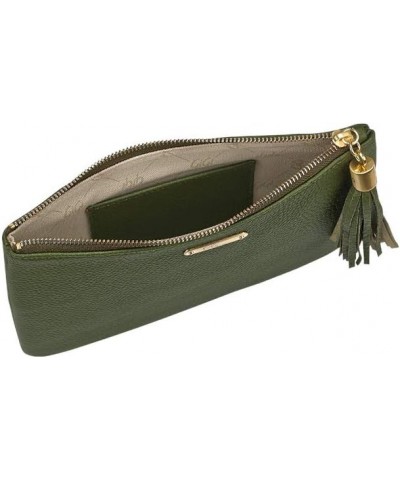 Handcrafted Womens Pebble Grain Leather All In One Clutch Moss $65.10 Clutches