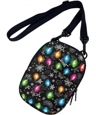 Mini Crossbody Bags for Women and Mens Sling Shoulder Satchel with Adjustable Strap Rainbow Colorful Lights Christmas Snowfla...