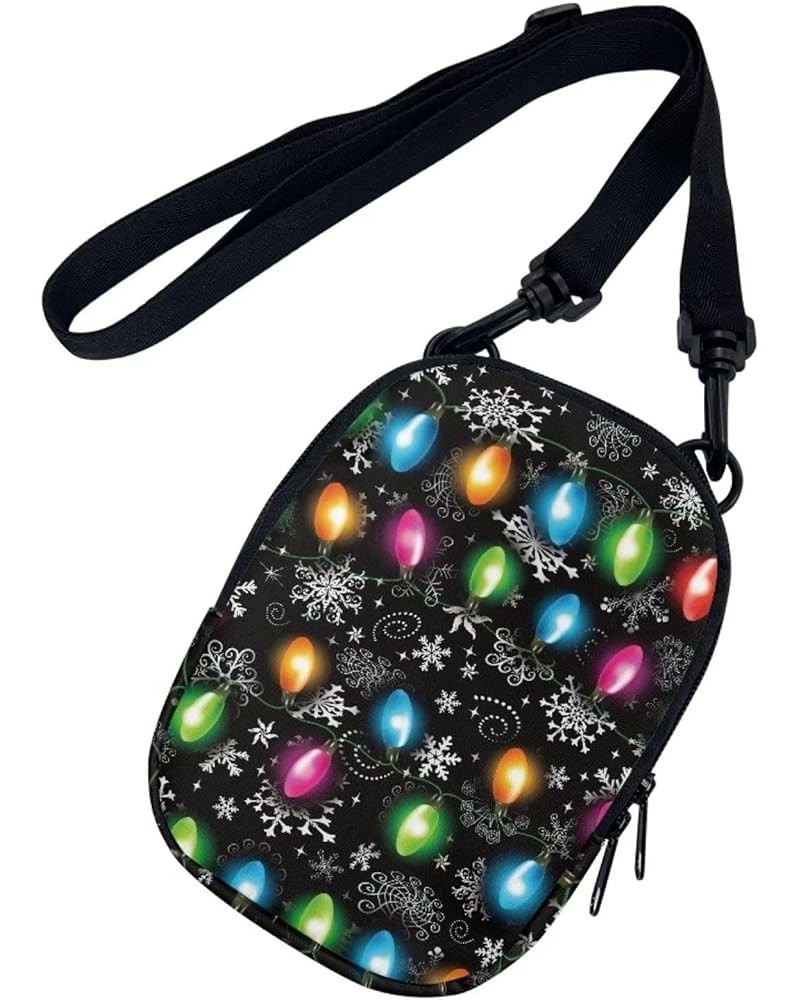 Mini Crossbody Bags for Women and Mens Sling Shoulder Satchel with Adjustable Strap Rainbow Colorful Lights Christmas Snowfla...