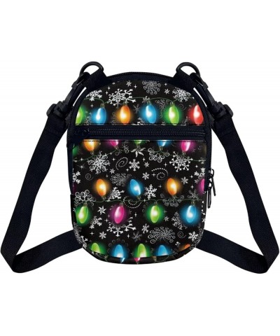 Mini Crossbody Bags for Women and Mens Sling Shoulder Satchel with Adjustable Strap Rainbow Colorful Lights Christmas Snowfla...