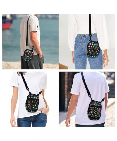 Mini Crossbody Bags for Women and Mens Sling Shoulder Satchel with Adjustable Strap Rainbow Colorful Lights Christmas Snowfla...