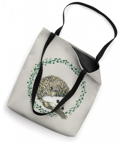 Hedgehog cute with leaf wreath hand painted forest animals Tote Bag $11.98 Totes