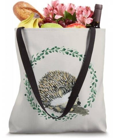 Hedgehog cute with leaf wreath hand painted forest animals Tote Bag $11.98 Totes