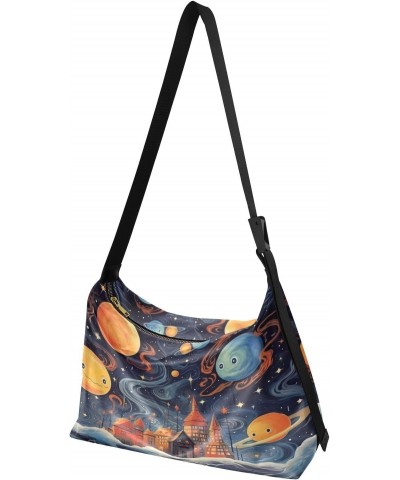 Cute Galaxy Planet Crossbody Bag Hobo Handbag Purse Fashion PU Leather Shoulder Bags for Women $15.64 Hobo Bags