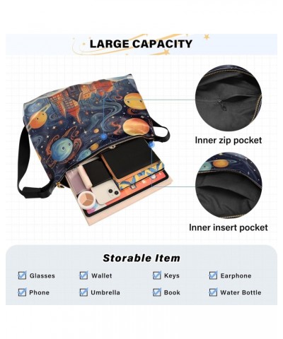 Cute Galaxy Planet Crossbody Bag Hobo Handbag Purse Fashion PU Leather Shoulder Bags for Women $15.64 Hobo Bags