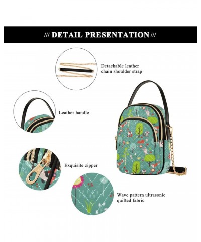 Spring Forest Trees Animals Crossbody Bags for Women Travel Crossbody Bags Travel Passport Wallet Bag with Chain Strap for Tr...