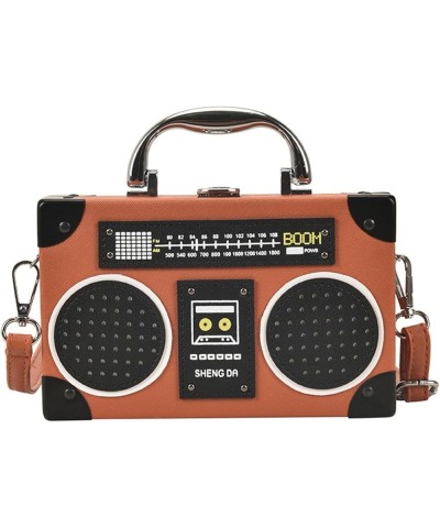 Fashion Bags Radio Box Bag European And American Creative Personality Funny Retro One-Shoulder Crossbody Bag For Women Brown ...