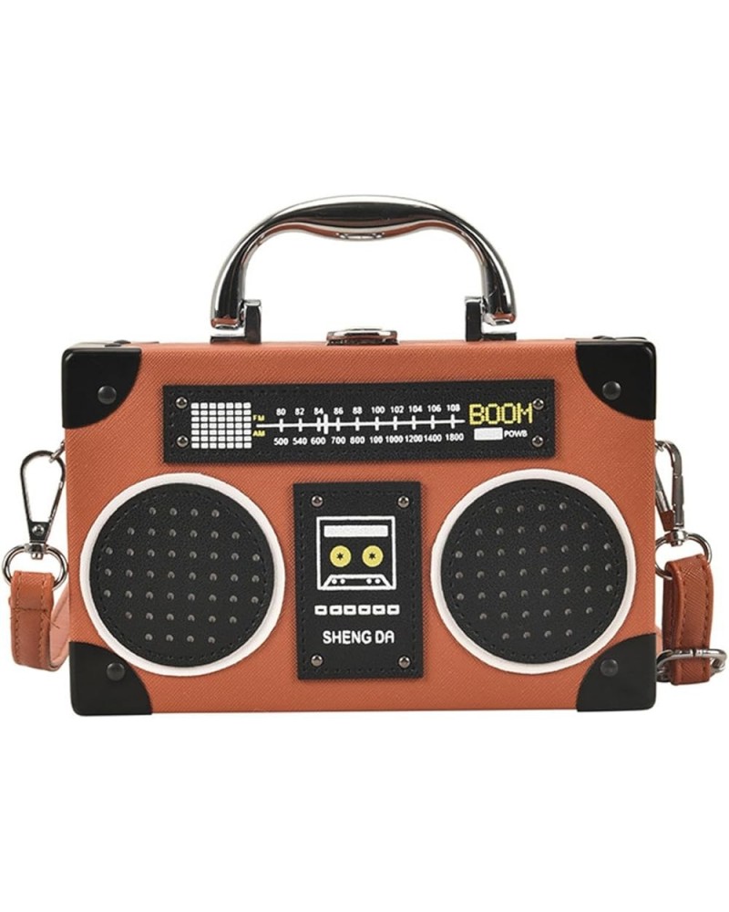 Fashion Bags Radio Box Bag European And American Creative Personality Funny Retro One-Shoulder Crossbody Bag For Women Brown ...