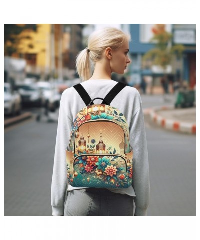 Owl St. Patrick's Day Womens Backpack Purse Quilted Travel Purse Islamic Festival Flowers and Lanterns Small $18.32 Backpacks