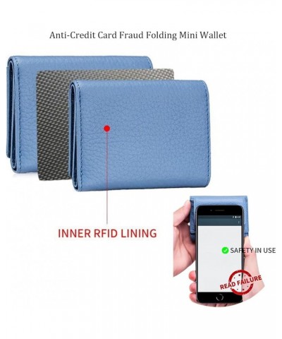 2023 New Unisex Anti-Credit Card Fraud Folding Mini Wallet, Handmade RFID Soft Leather Purse Multi Compartment Wallet navy $1...