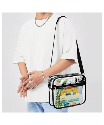 Newfoundland-dog-texture Clear Crossbody Shoulder Purse Bag for Men Women, Stadium Clear Messenger Bag Style-3 $10.50 Crossbo...