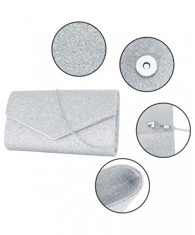 Glitter Clutch Purse Women Flap Envelope Handbag Party Evening Bags Silver $19.22 Evening Bags