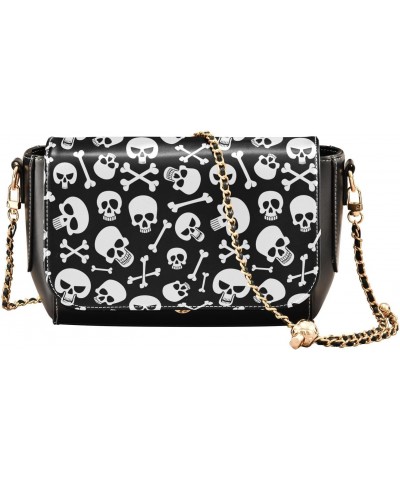 Laughing Skulls Crossbody Shoulder Bag for Women, PU Leather Flap Satchel Purse, Shoulder Handbags with Adjustable Strap, Clu...