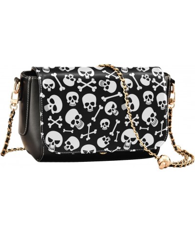 Laughing Skulls Crossbody Shoulder Bag for Women, PU Leather Flap Satchel Purse, Shoulder Handbags with Adjustable Strap, Clu...