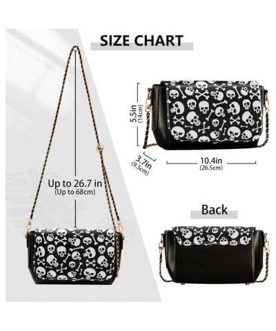 Laughing Skulls Crossbody Shoulder Bag for Women, PU Leather Flap Satchel Purse, Shoulder Handbags with Adjustable Strap, Clu...