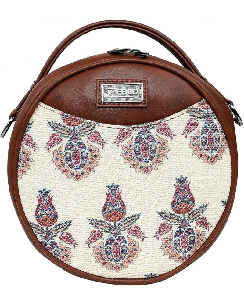 Round Sling Bag | Women Handbag | Ladies Handpurse Ajrakh Block $35.70 Handbags