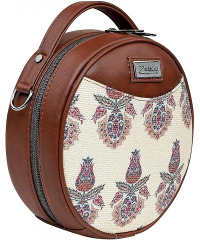 Round Sling Bag | Women Handbag | Ladies Handpurse Ajrakh Block $35.70 Handbags