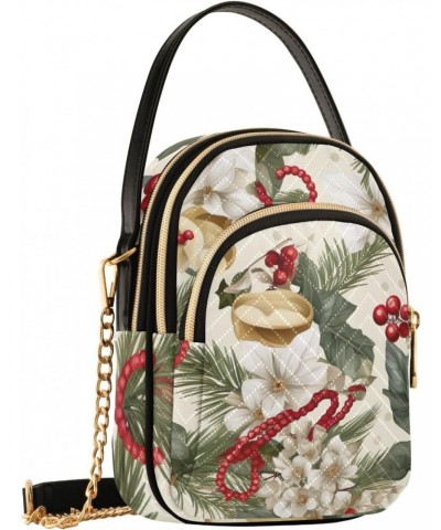 Christmas Flowers Wreath Crossbody Bags for Women Crossbody Purses Shoulder Purse with Chain Strap for Carry on $14.55 Crossb...