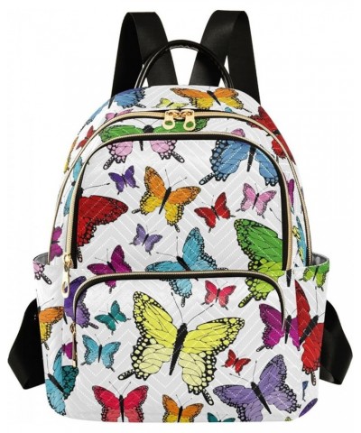 Colorful Butterflies Backpack Purse for Women Small Mini Women's Fashion Backpack Sports Hiking Ladies Daypack,S Medium $17.0...