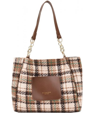 Women's Contrast Color Plaid Striped Saddle Crossbody Shoulder Underarm Satchel Handbag Tote Clutch Purse Hobo Bag Checkered ...