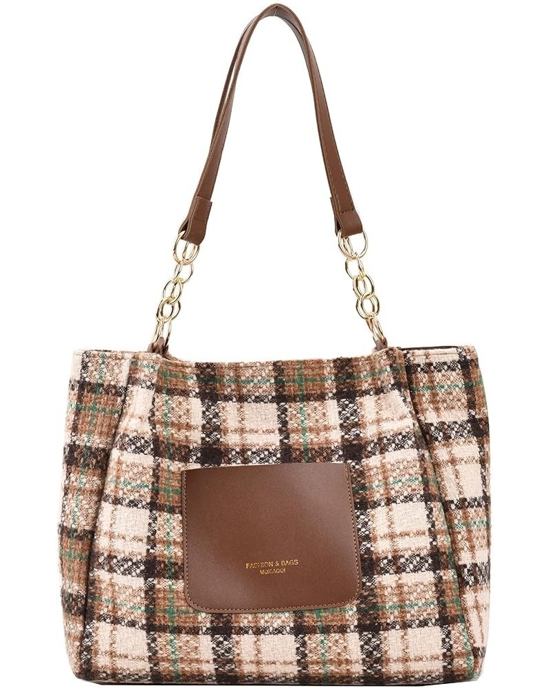 Women's Contrast Color Plaid Striped Saddle Crossbody Shoulder Underarm Satchel Handbag Tote Clutch Purse Hobo Bag Checkered ...