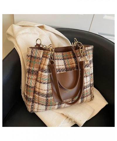 Women's Contrast Color Plaid Striped Saddle Crossbody Shoulder Underarm Satchel Handbag Tote Clutch Purse Hobo Bag Checkered ...