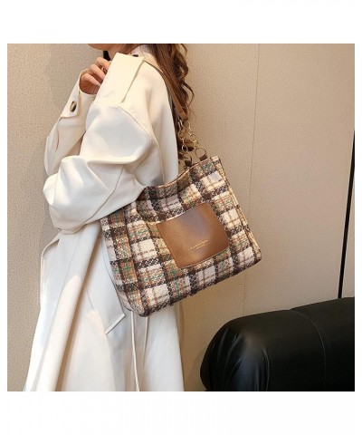 Women's Contrast Color Plaid Striped Saddle Crossbody Shoulder Underarm Satchel Handbag Tote Clutch Purse Hobo Bag Checkered ...