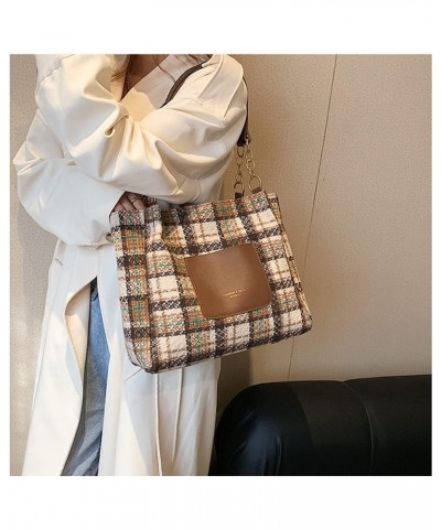 Women's Contrast Color Plaid Striped Saddle Crossbody Shoulder Underarm Satchel Handbag Tote Clutch Purse Hobo Bag Checkered ...