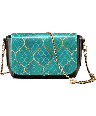 Teal Geometric Vintage Crossbody bags for Women Small Crossbody Purses with Metal Chain Shoulder Bag Wallet Purse for Women $...