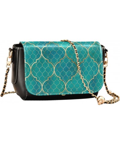 Teal Geometric Vintage Crossbody bags for Women Small Crossbody Purses with Metal Chain Shoulder Bag Wallet Purse for Women $...