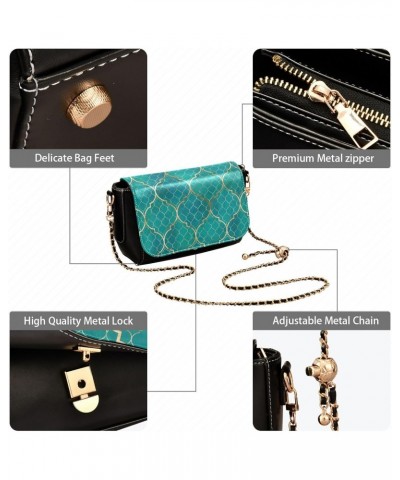 Teal Geometric Vintage Crossbody bags for Women Small Crossbody Purses with Metal Chain Shoulder Bag Wallet Purse for Women $...