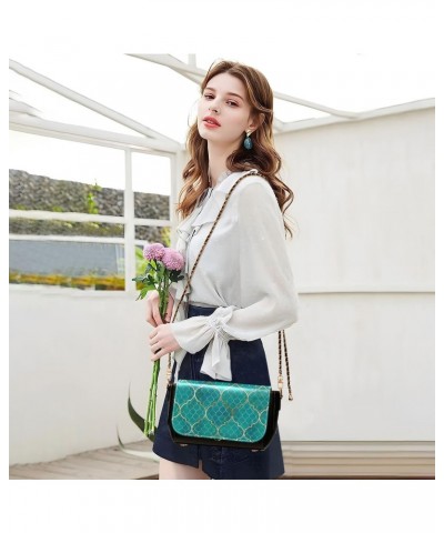 Teal Geometric Vintage Crossbody bags for Women Small Crossbody Purses with Metal Chain Shoulder Bag Wallet Purse for Women $...