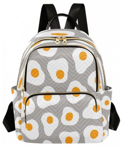 Fried Eggs on Gray Women Backpack Purse Ladies Fashion Shoulder Bag Daypack Travel Bag 7.5L Small $14.57 Backpacks